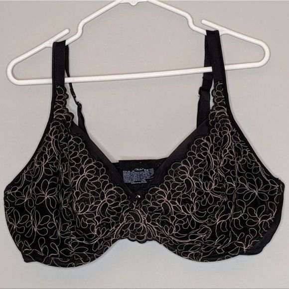 Playtex Bra Black with Gold Stitching 42D - Picture 8 of 8